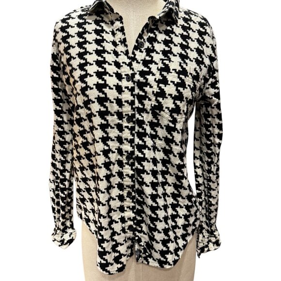 BDG Black & White Houndstooth Button Up Shirt Women’s Small - Picture 1 of 3